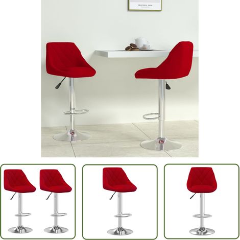 Tabourets de bar 2 pcs Rouge bordeaux Velours 3 (1/5)