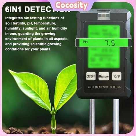 Cocosity Testeur de sol 6IN1 TESTER SOLTER MULTIFONCTIONNEL SOIL FERTILITÉE PH TEMPÉRATURE HUMIDITÉ SUMELLEMENT AIR jardin mesure (1/4)