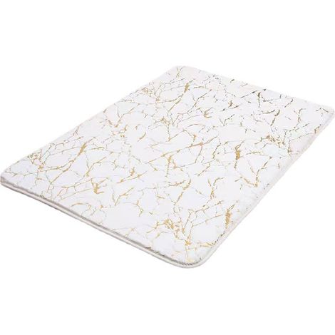 Coussin absorbant antidérapant monobloc en marbre pour salle de bain, cuisine, toilette (blanc, 60 90cm) (1/2)
