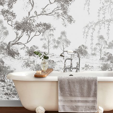 Papier peint panoramique à motif paysage 280 x 300cm – Papier intissé résistant à la lumière – Application facile sans table à tapisser – Laura Ashley