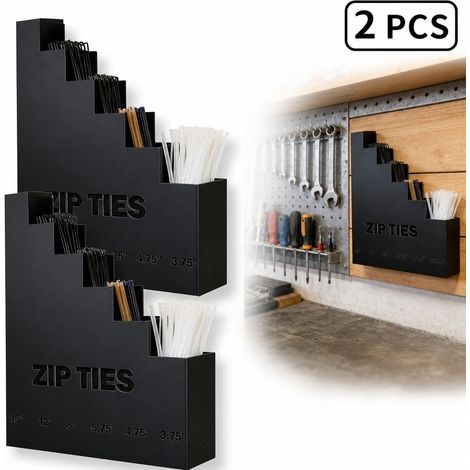 2 Pièces, Couleur Noire, Organisateur de Colliers de Serrage à Fixer au Mur, en Acier Inoxydable, pour Extérieur (1/5)