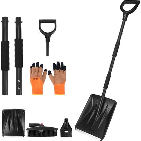 3-in-1-Schneeschaufel-Set mit Eiskratzer und Schneebürste für Eis, Schnee und Einfahrt, inklusive Handschuhen (1/5)