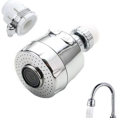 Wasserhahn Belüfter, 360° drehbarer Wasserhahn, 2-Gang-Modus, verstellbarer Wassersparfilter, für Küche und Bad, flexibler Wasserhahnaufsatz (kurz) (1/5)