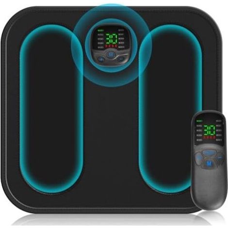 Appareil de massage des pieds - EMS avec télécommande - Stimule la circulation sanguine - Sans fil - 10 modes - 30 intensités - Portable - Favorise Soulage les douleurs musculaires - Idéal pour les vo