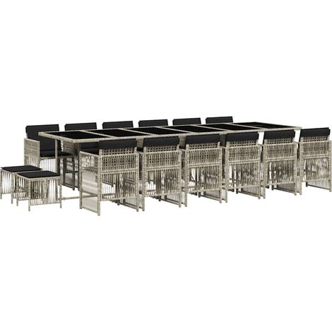 Maison Exclusive - Ensemble à manger de jardin et coussins 17 pcs gris clair rotin (1/5)