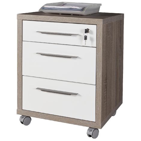 Cassettiera Linea Disegno - 3 Cassetti - 45X48,5X63H Cm - Rovere Bianco (1/3)