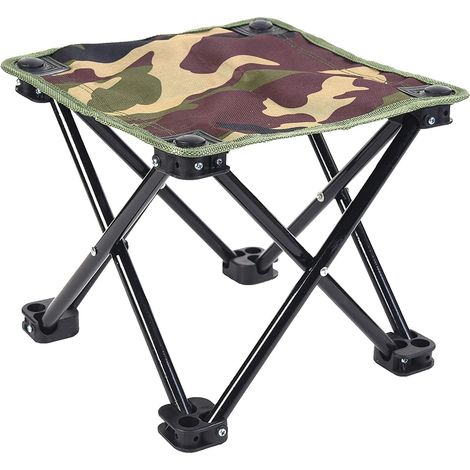 1 pc (Camouflage) (282828cm) Chaise de Camping Pliante Mini Chaise Portable Fauteuil Pliant Tabouret Pliant Chaise Pliante Extérieure Jardin BBQ Tabouret Pliant (1/3)