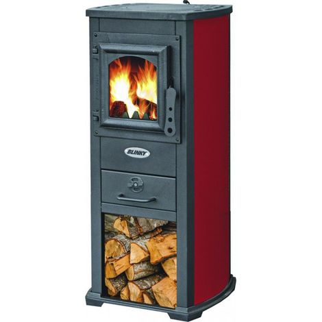 Prity – Poêle à bois en acier et fonte – Porte en verre céramique – Puissance 5,3 kW – Foyer réfractaire 3 cm – Raccordement tube 12 cm – Dimensions 46x40x90 cm