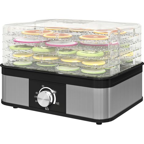 5 Tier Food Dehydrator, 245W Stainless Steel Food Dryer Machine with Adjustable Temperature for Drying Fruit, Meat, Vegetable, Jerky Pet Treat, Black (1/5)