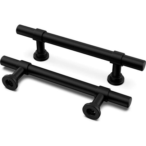 10 schwarze Möbelgriffe, Küchengriffe, 96 mm Lochabstand, Schrank- und Schubladengriffe, Edelstahl