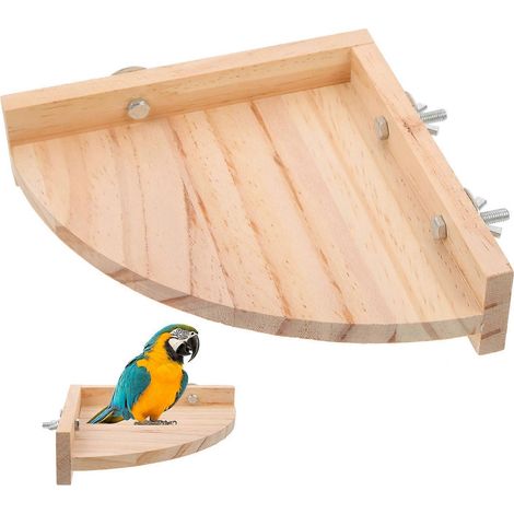 Perchoir triangulaire en bois massif pour perroquet, plateforme pour oiseaux de compagnie, 18 x 18 x 4,5 cm, 1 pièce (1/4)