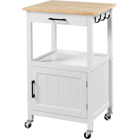 Yaheetech Carrello da Cucina per Microonde con Ruote Carrellino Salvaspazio Portaoggetti a 3 Ripiani Stile Moderno Portavivande Struttura Metallica Multiuso Bianco (1/5)