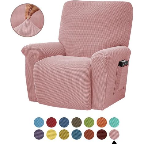 Housse élastique pour canapé inclinable, rose, housse de coussin de canapé en polaire unie, adaptée à toutes les saisons. (1/5)