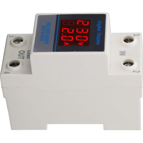DIN-Schienen-Spannungs- und Strommessgerät, Doppelanzeige, einphasiges Haushaltsmessgerät mit Transformator, AC 50-500V, 0-63A, genaue elektrische Messung. (1/5)