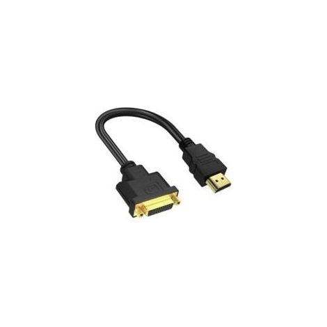 Un câble adaptateur HDMI vers DVI noir - HDMI mâle vers DVI femelle, 24+5/1080p Full HD pour téléviseurs - Contacts plaqués or - Convient aux téléviseurs, projecteurs et ordinateurs. - Crezuo (1/4)