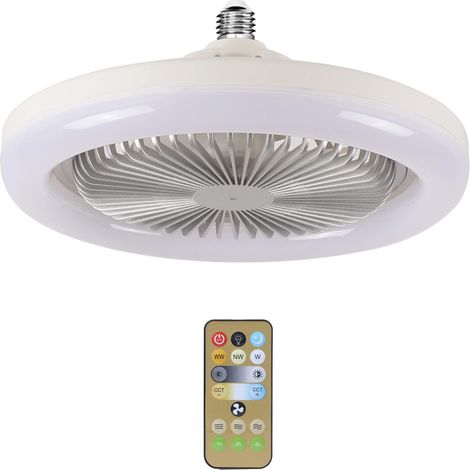 Ventilateur de Plafond LED 2 en 1, ventilateur de plafond léger 30 W avec télécommande, 3 vitesses réglables, LED 3 couleurs à intensité variable, pour chambre, bureau, dortoir(gris) (1/5)