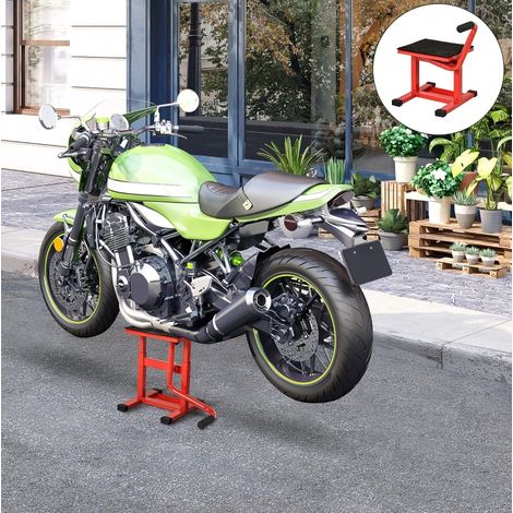 Lève-moto à manivelle 150 kg, hauteur réglable 27,5/39,5 cm, rouge OKMYHOME (1/5)