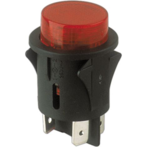 Interrupteur unipolaire lumineux 10A 250V – Installation encastrée – Couleur noir avec bouton rouge – Température max 85ºC – Electro Dh (1/2)