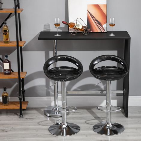 Lot pour 2 tabourets de bar chaises de bar hauteur réglable dossier et repose-pieds pivotant à 360° 46x41x76-96cm noir