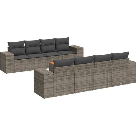 Maison Exclusive - Set Divano da Giardino 9 pz con Cuscini Grigio in Polyrattan