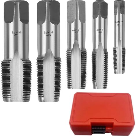 Lot de 5 tarauds tuyauterie en acier au carbone - Outil taraudage précision robuste et polyvalent pour les amateurs bricolage, professionnels (1/5)