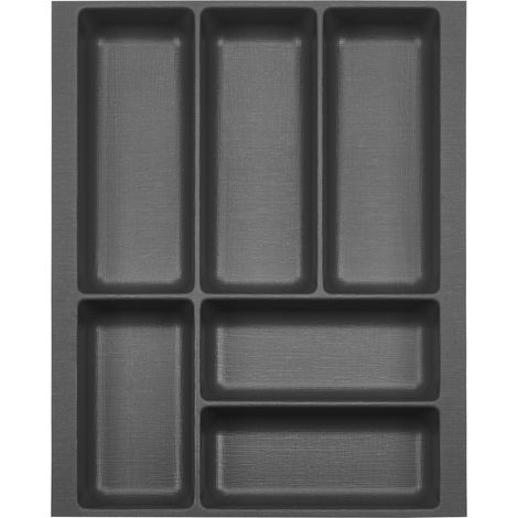 ORGA-BOX 2 Besteckeinsatz Tiefe 462 mm für Nobilia Küchen Canvas-Struktur anthrazit Schubladeneinsatz Breite 359 mm für Schubladen 450 mm
