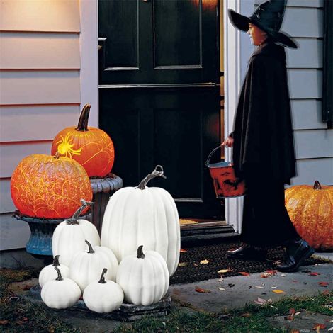 Set mit 7 dekorativen künstlichen Schaumstoffkürbissen für Halloween und Thanksgiving (1/5)
