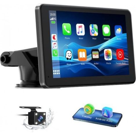 Autoradio - Écran Tactile 7 Pouces - Compatible Avec Apple CarPlay Sans Fil Et Android Auto - Navigation GPS Intégrée - Bluetooth 5.0 - Sortie Audio 60 W × 4 (1/4)
