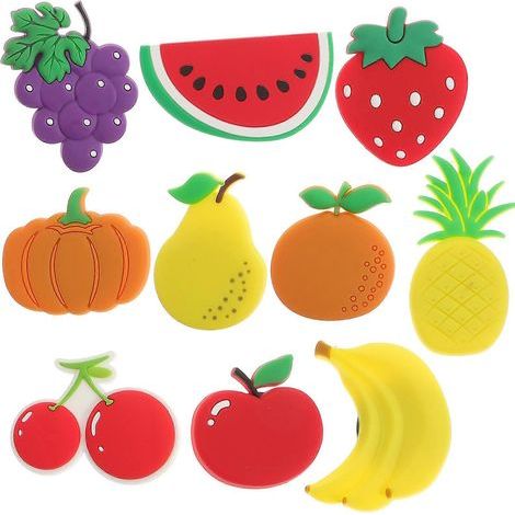 Lot de 10 aimants stéréo pour réfrigérateur, en forme de fruits de dessin animé, aimants pour tableau blanc pour activités d'enfants et décoration intérieure (1/4)