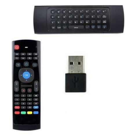 TELECOMANDO CON TASTIERA WIRELESS AIR MOUSE MOVIMENTO DONGLE USB ANDROID BOX PC
