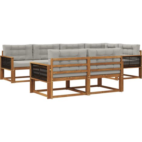 Outdoor Sofa Set with Cushion 7 pcs Natural and Light grey vidaXL (1/5)