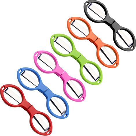 Lot de 6 ciseaux pliables en acier inoxydable antirouille, mini-ciseaux en forme de lunettes pour la maison et les voyages (5 couleurs) (1/5)