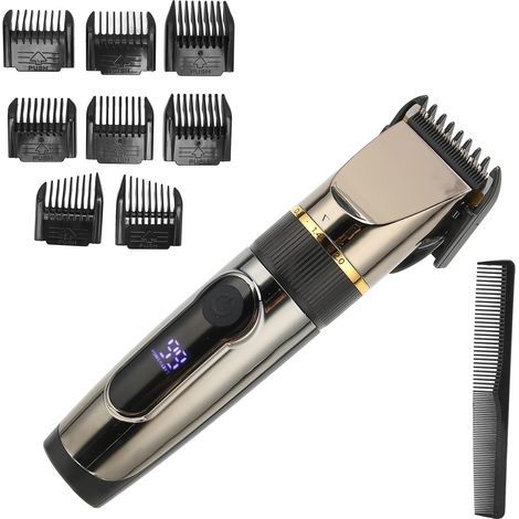 Haarschneider, wasserdichter USB-LCD-Haartrimmer mit 2200 mAh Lithium-Akku, wiederaufladbarer kabelloser elektrischer Trimmer für Bart, Gesicht, Nase und Ohrhaare - (1/5)