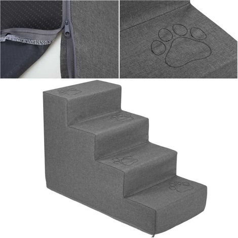 Scala per cani Welsti 40 cm 4 gradini grigio scuro con zampe