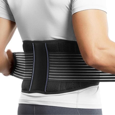 Lendenstützgürtel, Rückenstützgürtel für Damen und Herren - Leichte und atmungsaktive Rückenbandage zur Unterstützung des Rückens und zur Schmerzlinderung (S/M 70-90 cm)