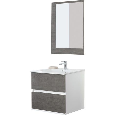 Mobile da bagno sospeso 60cm cemento con 2 cassetti Fabula Feridras (1/5)