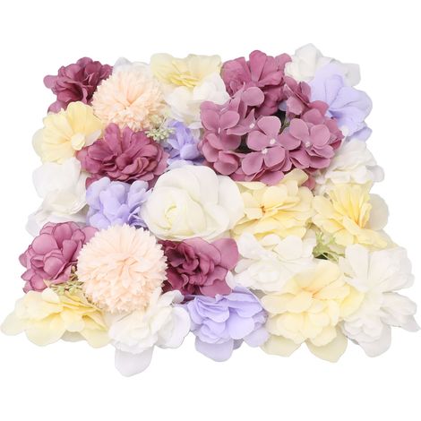 Panneaux muraux de fleurs artificielles, roses en soie simulées, décoration murale pour mariage, fête, fond de scène, 38 x 38 cm, violet