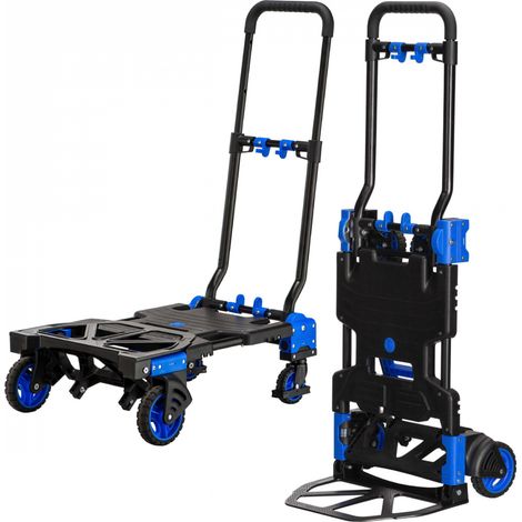 Linxor – Diable chariot 2 en 1 pliable 4 roues – Charge 137 kg – Aluminium et fer galvanisé – Pelle rabattable rainurée – Pour déménagement