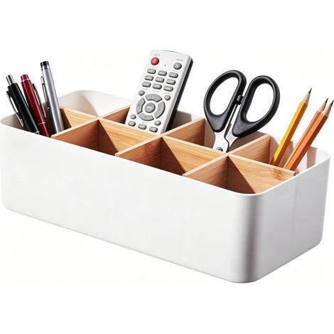 8 Fächer Schreibtisch Organizer Multifunktionale Herausnehmbaren  ABS Stifte Organizer für ordentliche Aufbewahrung, für Stifte Fernbedienungen & Kosmetik (26.6 × 12.8 × 7.9 cm) (1/5)
