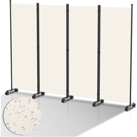 Randaco Paravent mit Rollen Faltbarer Raumteiler Outdoor Trennwand Garten Sichtschutz Raumtrenner 4 teilig Beige 228x181 cm (1/5)