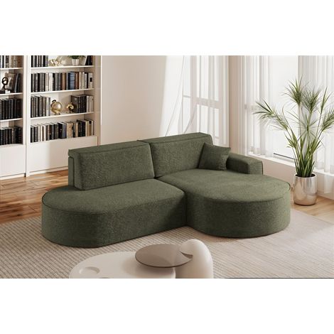 Ecksofa Schlafsofa Sofa VENEDIG Stoff Arena Dunkelgrün Ottomane Rechts (1/5)