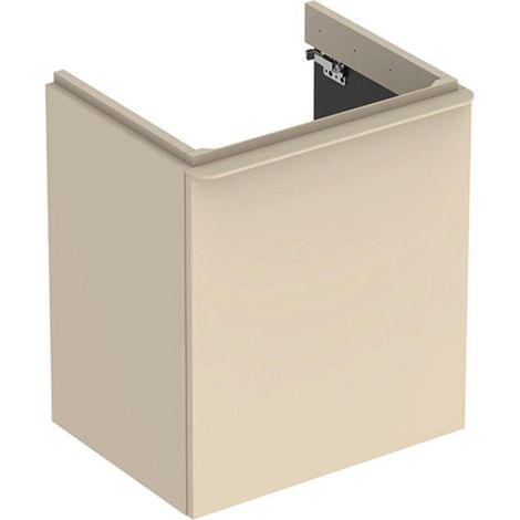 Meuble bas Geberit Smyle Square pour lavabo,avec une porte: Largeur 53.6cm, Hauteur 61.7cm, Profondeur 43.3cm, sable gris/laqué très brillant, sable gris / thermopoudré mat, Largeur de lavabo:55cm, Ch
