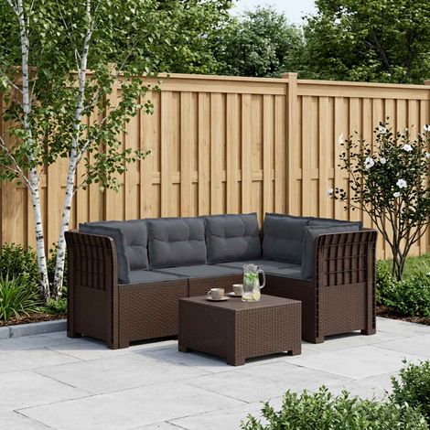 vidaXL Sofá de Jardín para 4 Personas con Cojines Estilo Rattan PP (1/5)