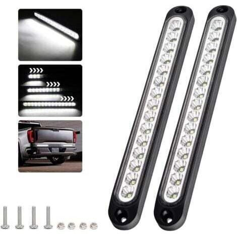 (Weiß) 2-teilige Bremslichtleiste mit 15 LEDs, wasserdichte 12-24V Rücklichtleiste für dynamisches Tagfahrlicht für Pkw, SUVs, Wohnmobile, Lkw und Anhänger