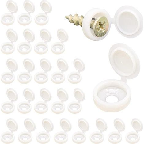 Pack of 100 plastic screw covers, 1.35 cm, decorative clip-on covers for M4 screws, white (1/5)