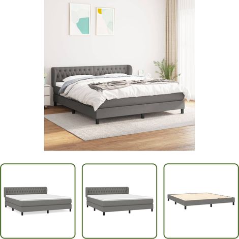 vidaXL Kopfteil - Boxspringbett mit Matratze Dunkelgrau 180x200 cm Stoff (1/5)