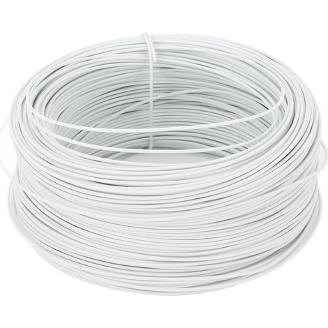 Fil de fer électro-galvanisé 0,55 mm, 85 m, rond, revêtu de PVC, robuste, flexible et pliable, en métal blanc pour le cerclage de câbles