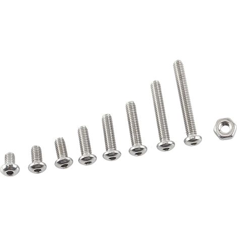 Assortiment de vis et écrous hexagonaux à tête bombée M2.5 en acier inoxydable A2