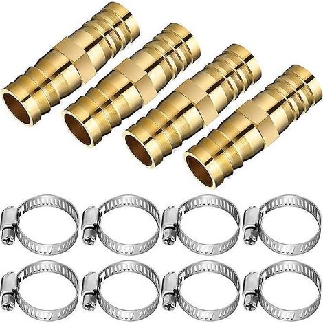 Kit de réparation de tuyau d'arrosage en laiton avec 12 raccords et pinces de serrage. (1/5)