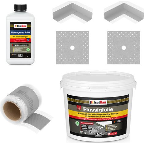 Ensemble d'étanchéité professionnel 9,5 kg Film liquide Coins intérieurs Manchons muraux Bande d'étanchéité Primaire d'accrochage (1/5)